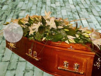 All white lily casket spray
